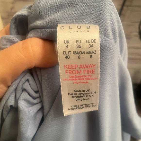 Club L London SWEET DREAMS POWDER BLUE MATERNITY ASYMMETRIC RUCHED DRESS Sz 4 - Picture 8 of 9